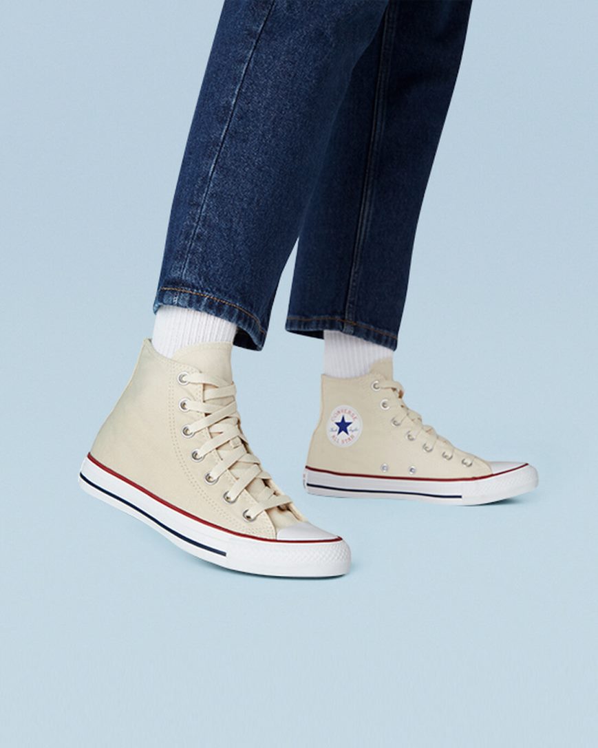 Zapatillas Altas Converse Chuck Taylor All Star Classic Mujer Beige Blancas | PE 82EW40